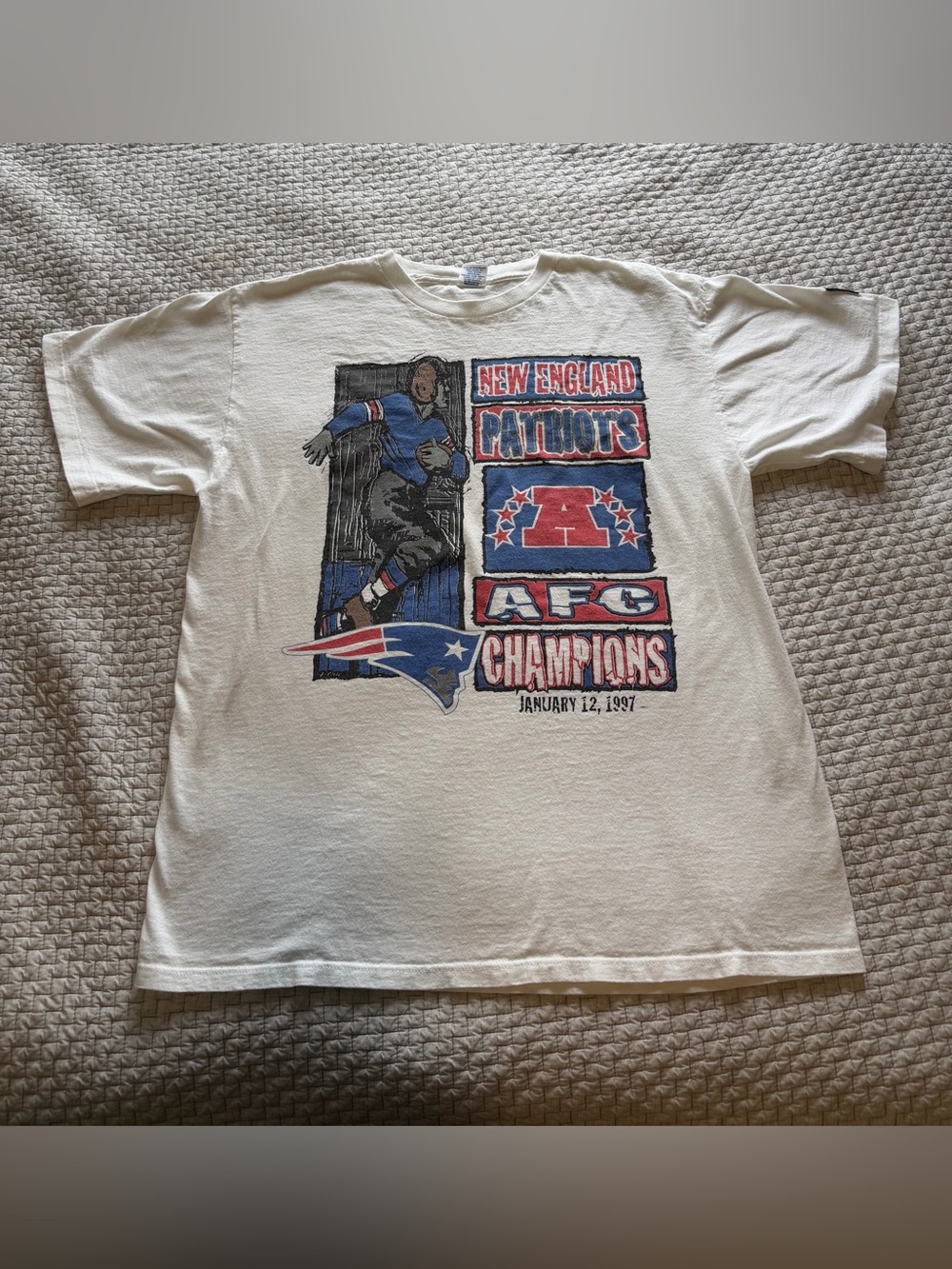 Vintage 1997 New England Patriots AFC Champions NFL T-Shirt Large Starter Tag